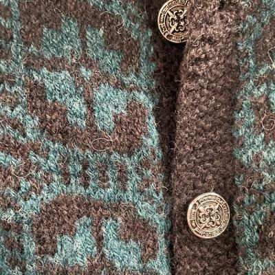 Hand made emerald green and black Norwegian wool sweater