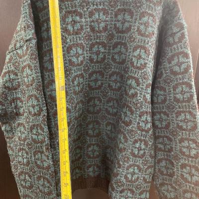 Hand made emerald green and black Norwegian wool sweater