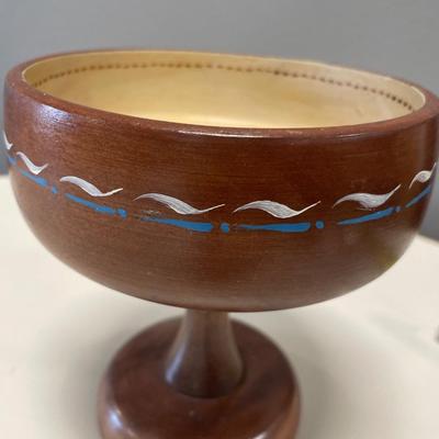 Norwegian rosemaling wood bowl goblet style