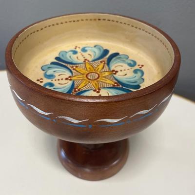 Norwegian rosemaling wood bowl goblet style