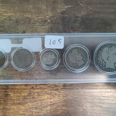 6 pc Barber Coin age type in case