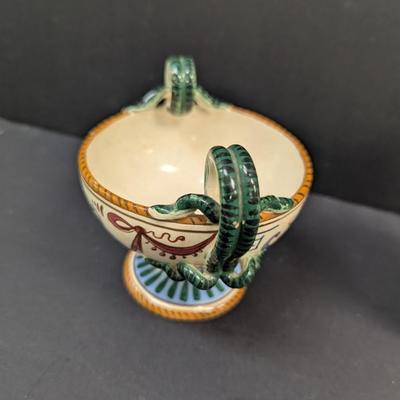 Sale Photo Thumbnail #1492: Antique Hand Painted Italian Certosa Di Firenze Monastery Cup Marked & Hand Painted Flower Vase Signed