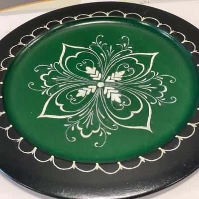 Beautiful rosemaling painted wood plate