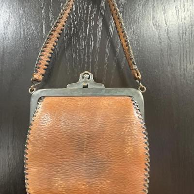 Antique hand tooled ladies hand bag