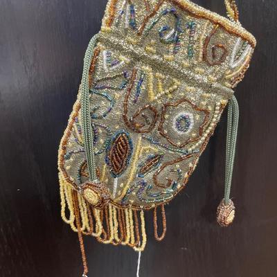 2 vintage beaded hand bag & pouch