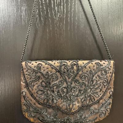 2 vintage beaded hand bag & pouch