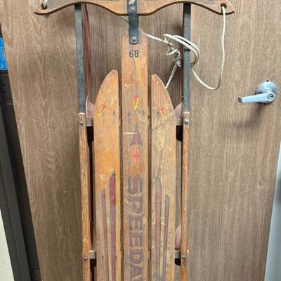 Sale Photo Thumbnail #341: Used condition, wood surfaces show wear but are in good condition. Framework and runners are in good condition.
