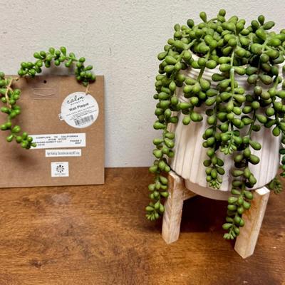 Home Decor Lot - Artificial Potted Plant and Wall Sign