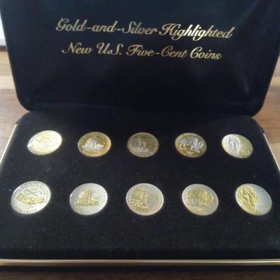 Highlighted U.S five cent coins