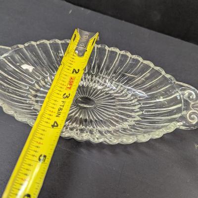 Sale Photo Thumbnail #1535: Vintage Anchor Hocking Clear Pressed Glass Dish With Handles & Glass Bowl