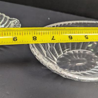 Sale Photo Thumbnail #1536: Vintage Anchor Hocking Clear Pressed Glass Dish With Handles & Glass Bowl