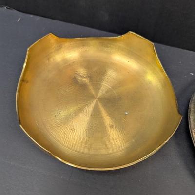 Sale Photo Thumbnail #1541: Sterling Silver Wine Salver With Etched Glass Center & Brass Plant Stand