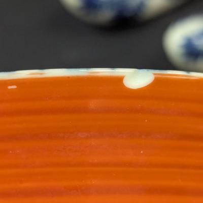 Sale Photo Thumbnail #1570: Belleek Style White Glazed Bowls - Porcelain Chopstick Holders