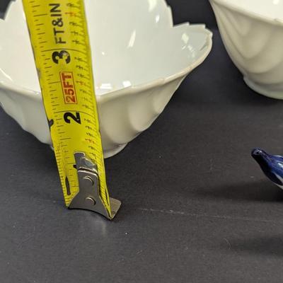 Sale Photo Thumbnail #1568: Belleek Style White Glazed Bowls - Porcelain Chopstick Holders