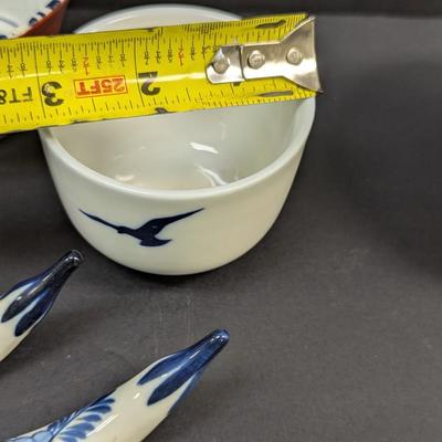 Sale Photo Thumbnail #1564: Belleek Style White Glazed Bowls - Porcelain Chopstick Holders