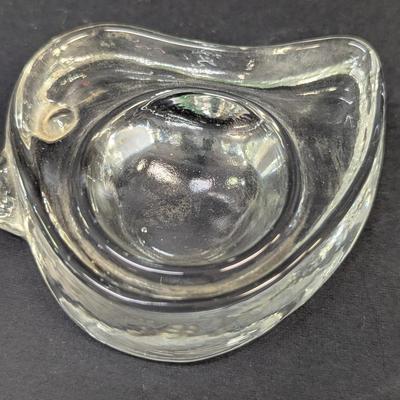 Sale Photo Thumbnail #1572: Vintage Iitala Finland Clear Glass Tiu Birds Egg Cup Holder Jorma Vennola