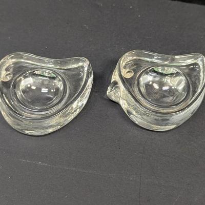 Sale Photo Thumbnail #1571: Vintage Iitala Finland Clear Glass Tiu Birds Egg Cup Holder Jorma Vennola