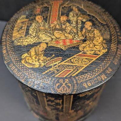 Sale Photo Thumbnail #1687: Antique Japanese Black Lacquer Box - "Dreaming in The Attic" Norman Rockwell Plate First Edition - Trinket Box -Cunard White Star Shipping Line RMS Mauretania Spoon