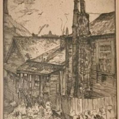 William Wilke Etching Old House Telegraph Hill