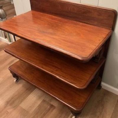 Antique Victorian Era Mahogany Three Tier Dumbwaiter