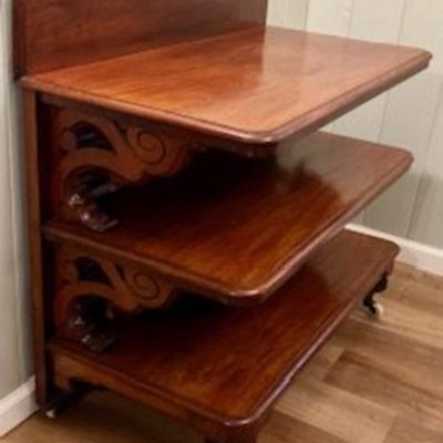 Antique Victorian Era Mahogany Three Tier Dumbwaiter