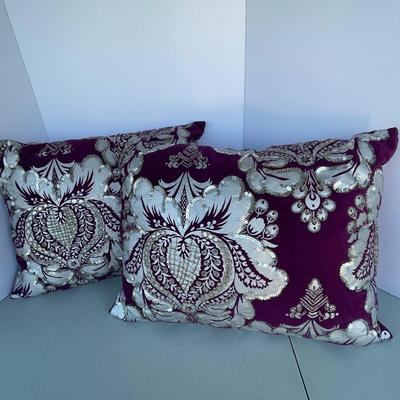2 Pier 1 Purple and Silver Accent Pillows