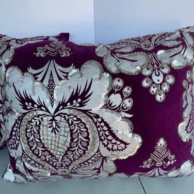 2 Pier 1 Purple and Silver Accent Pillows