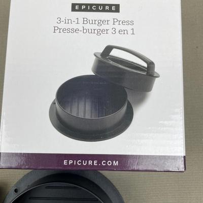 New Epicure 3-in-1 Burger Press and more
