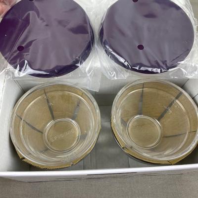 Set of 4 Glass Prep Bowls with Silicone Lids New