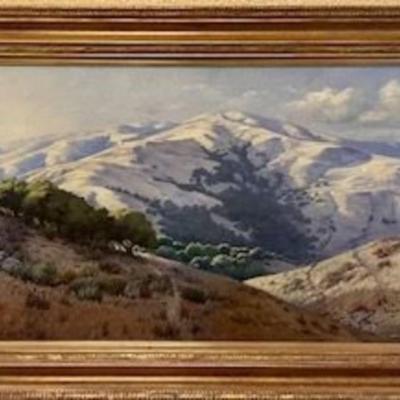 Original Oil Painting By California Artist Louis Edward Rea "Alta Loma, Marin County 1924"