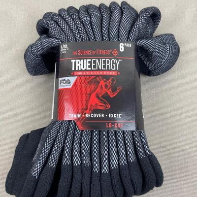 True Energy Black Lo-cut Socks 6 Pairs L/XL