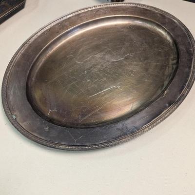 Sale Photo Thumbnail #3038: Gorham EP Y16 18 In Platter & WM Rogers & Son 1942 Platter