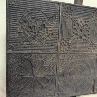 Sale Photo Thumbnail #121: Antique 1800's Cast Iron Fireplace Waffle Maker Flower Design