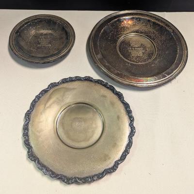 Sale Photo Thumbnail #3069: Crown International Silver Co. 6448 & 6421 - Old English Poole 5025 - Trophy Bowls & Plate