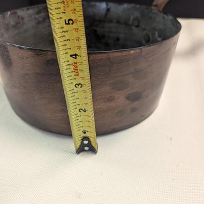 Sale Photo Thumbnail #1811: Vintage 1800's Hand-wrought Copper Pan With Riveted Handle
