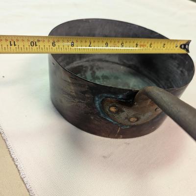 Sale Photo Thumbnail #1815: Vintage 1800's Hand-wrought Copper Pan With Riveted Handle