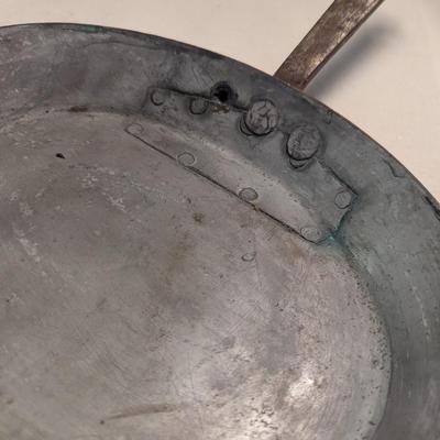 Sale Photo Thumbnail #1866: Hand-wrought Copper Pan With Riveted Handle