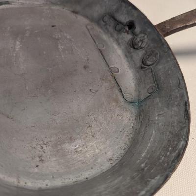 Sale Photo Thumbnail #1863: Hand-wrought Copper Pan With Riveted Handle