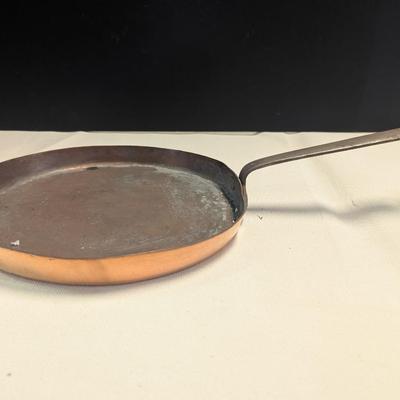 Sale Photo Thumbnail #1873: Hand-wrought Copper Pan With Riveted Handle