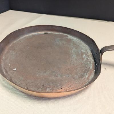 Sale Photo Thumbnail #1874: Hand-wrought Copper Pan With Riveted Handle