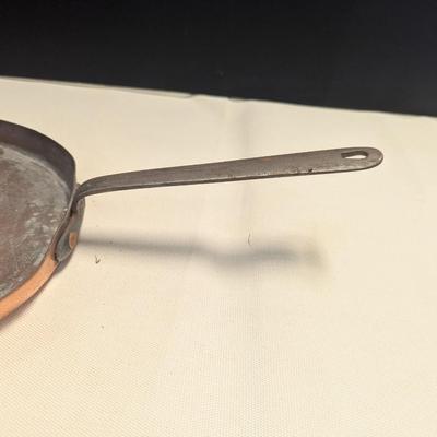 Sale Photo Thumbnail #1877: Hand-wrought Copper Pan With Riveted Handle