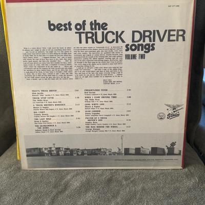 Sale Photo Thumbnail #226: "Best of the Truck Driver Songs - Volume Two". 
Here is information about the album:
Album Title: Best of the Truck Driver Songs - Volume Two.
Label: Starday Records, with the catalog number SLP 477 498.
Featured Artists: The album features artists known 