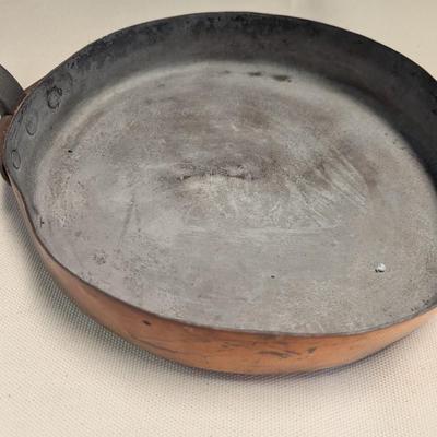 Sale Photo Thumbnail #1880: Hand-wrought Copper Pan With Riveted Handle