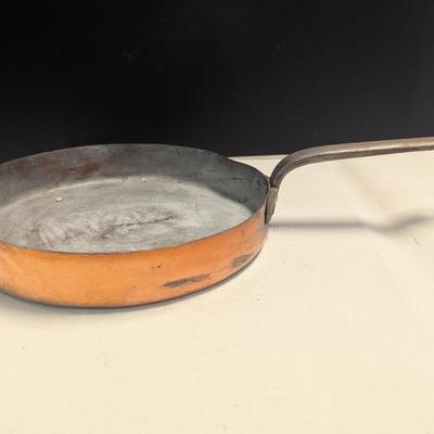 Sale Photo Thumbnail #1878: Hand-wrought Copper Pan With Riveted Handle