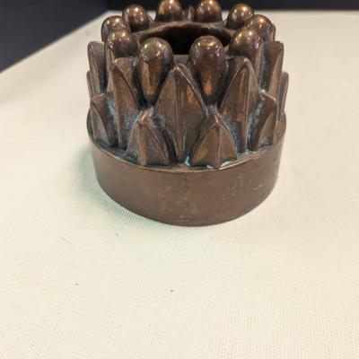 Sale Photo Thumbnail #1921: J. A. T. Hammered Antique Victorian Copper Pudding Jelly Baking Mold