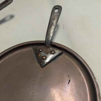 Sale Photo Thumbnail #1943: Hand-wrought Copper Pans With Riveted Handle - Evans Birmingham Skillet