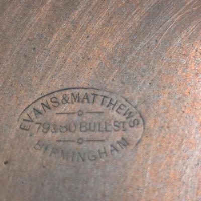 Sale Photo Thumbnail #1952: Hand-wrought Copper Pans With Riveted Handle - Evans Birmingham Skillet