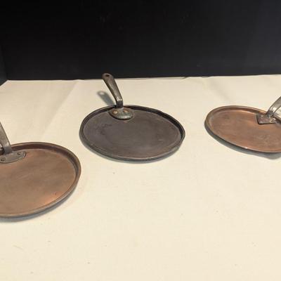 Sale Photo Thumbnail #1948: Hand-wrought Copper Pans With Riveted Handle - Evans Birmingham Skillet