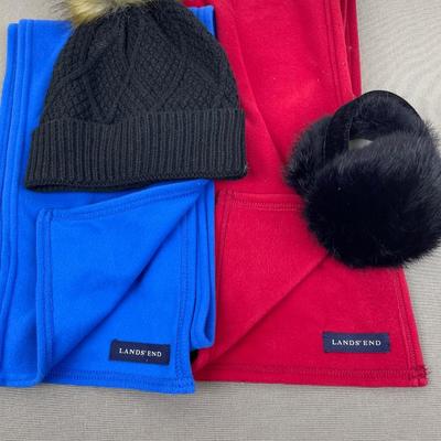 Lands end Scarves, New Hat and Earmuffs