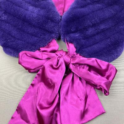 New Purple Faux Fur and Satin Shawl